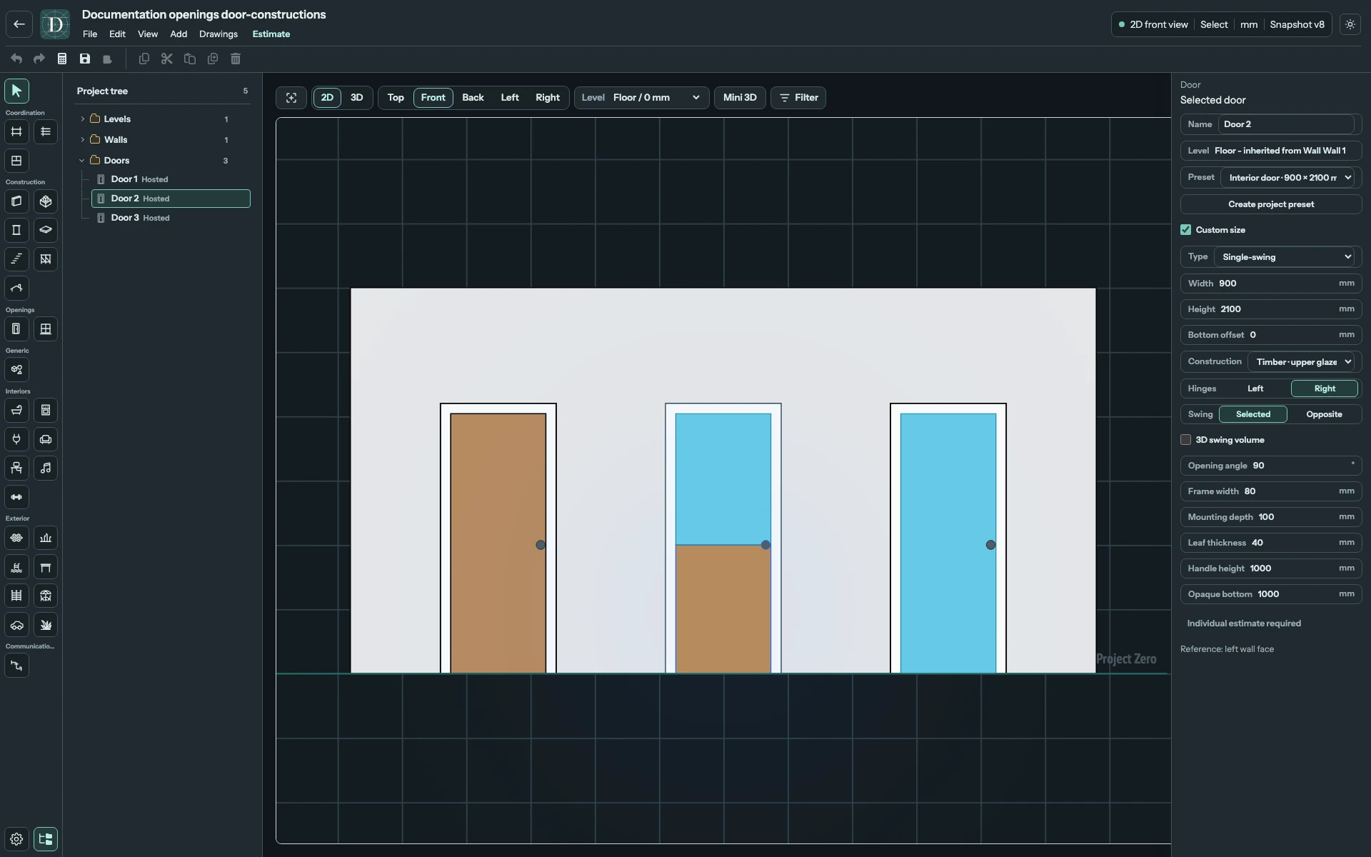 Full Front editor with solid timber, upper-glazed timber and full-glass aluminium Doors in one Wall.
