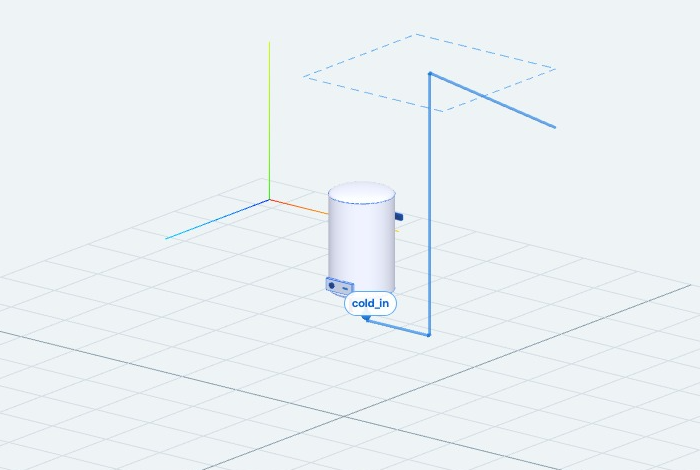 Water supply route in the 3D viewport